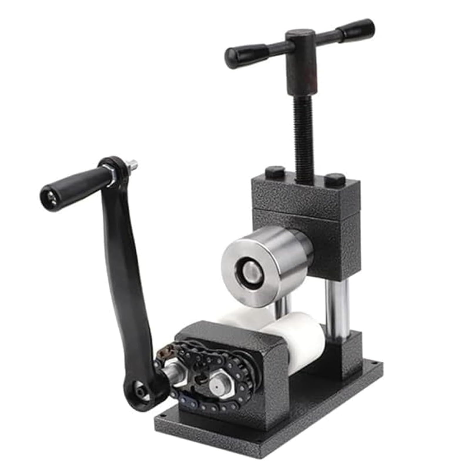 XNZJHPP Hand Crank Rolling Mill for Metal Craft - Perfects for Bending, Pressing Strips, and Forming Rings & Bracelets - Ideals for Gold & Silver Jewelry Making (Grey)