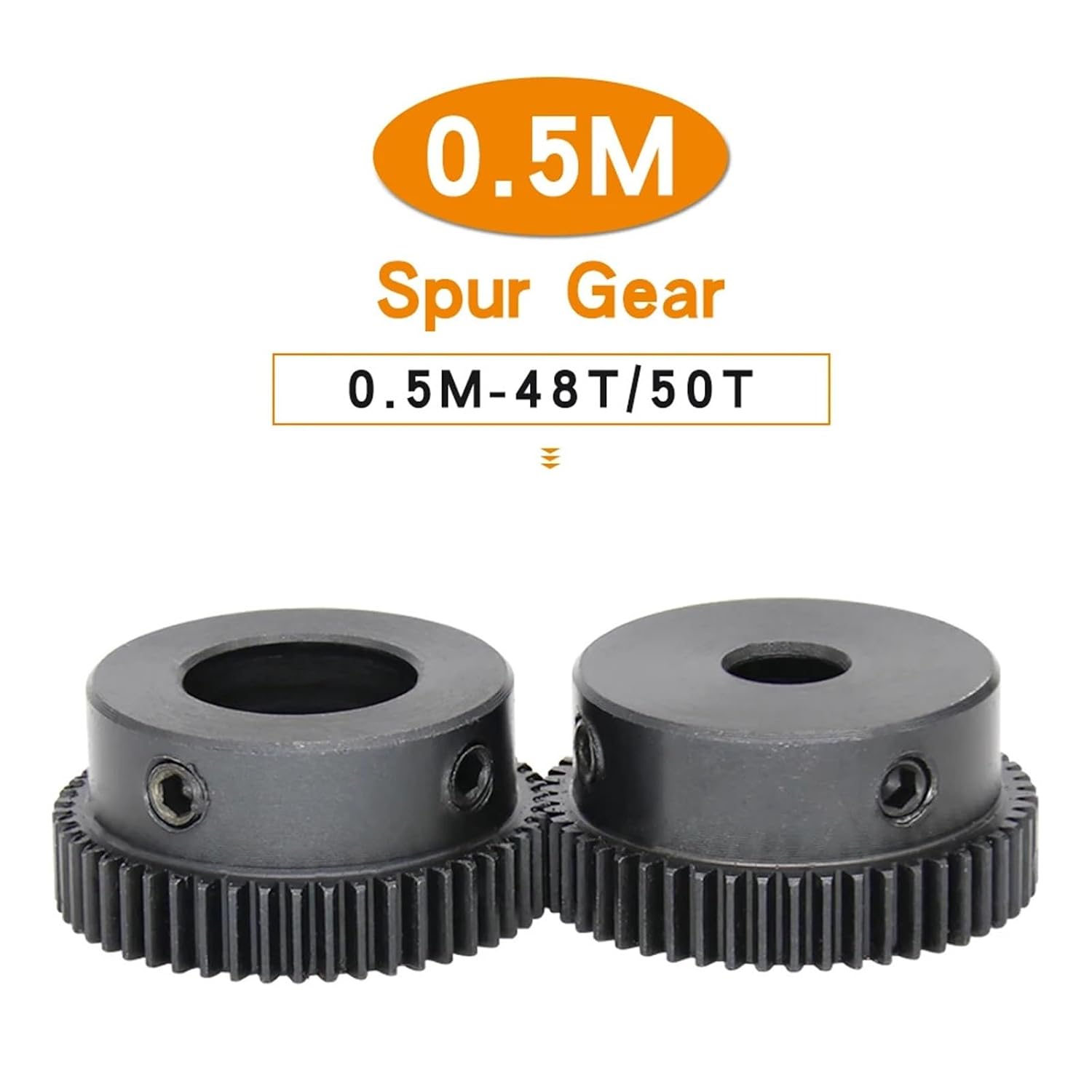 1pc Spur Gear 0.5M 48T/50T Bore Size 6/8/10/12 mm Mini Gear Wheel SC45#Carbon Steel Blackening Teeth Height 5 mm Transmission Parts(8x3x1.4 mm,50 Teeth)
