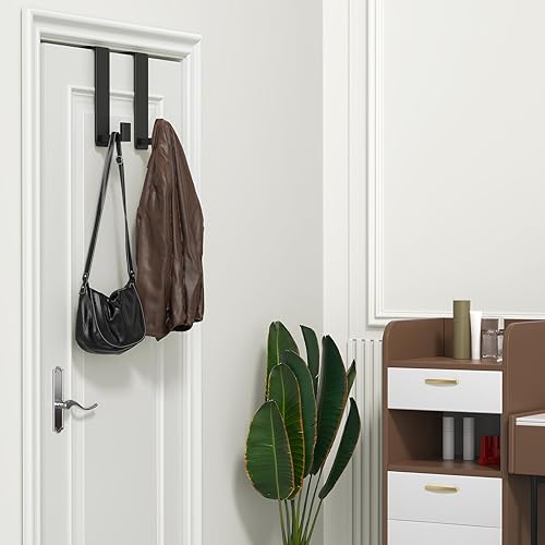 Miniatura 5 de WUIVIUT Paquete de 2 ganchos individuales resistentes para puerta de dormitorio en forma de L, gancho para colgar chaquetas, 1.77 pulgadas de ancho