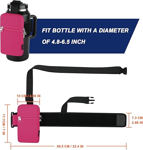Miniatura 9 de Bolsa para botella de agua de gimnasio para vaso Stanley con asa, funda universal para botella de agua con correa y bolsillo, compatible con una