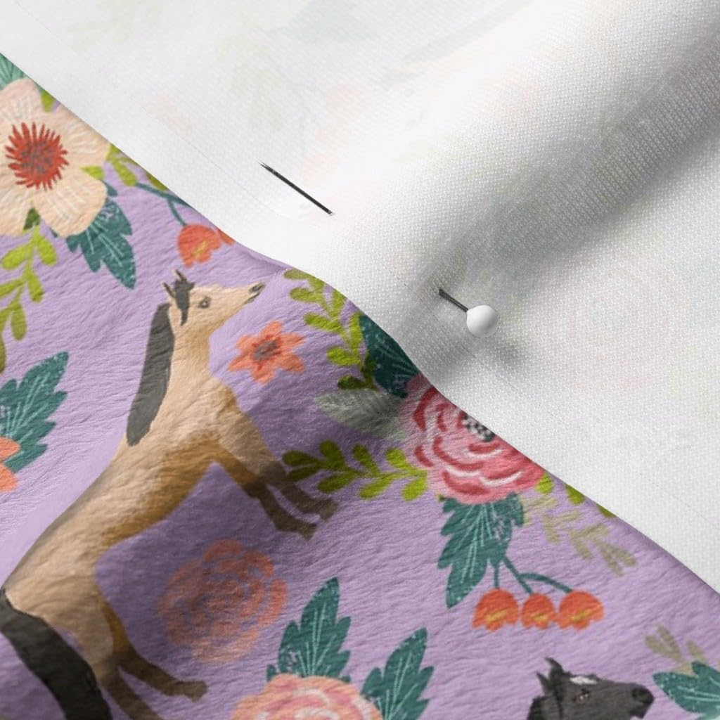 Spoonflower Fabric - Horse Multi Floral Horses Purple Farm Animal Cowboy Pet Portrait Printed on Minky Fabric by The Yard - Sewing Baby Blankets Quilt Backing Plush