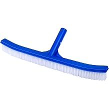 18inch; Pool Standard Wall Brush Curved ABS Molded, Blue Brush Body and Handle - White Bristles