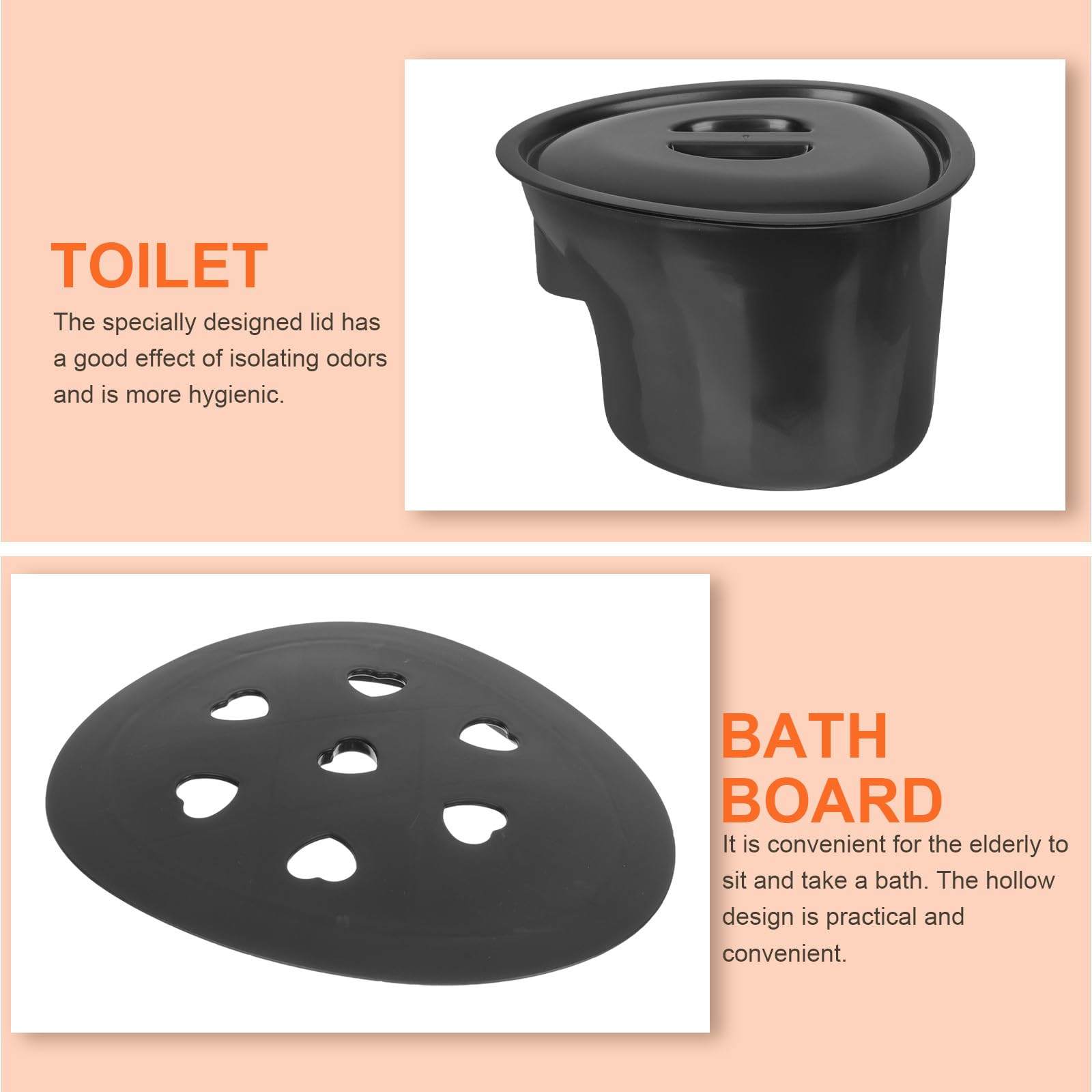Orinal de Plástico para Personas Mayores con Tapa Negro