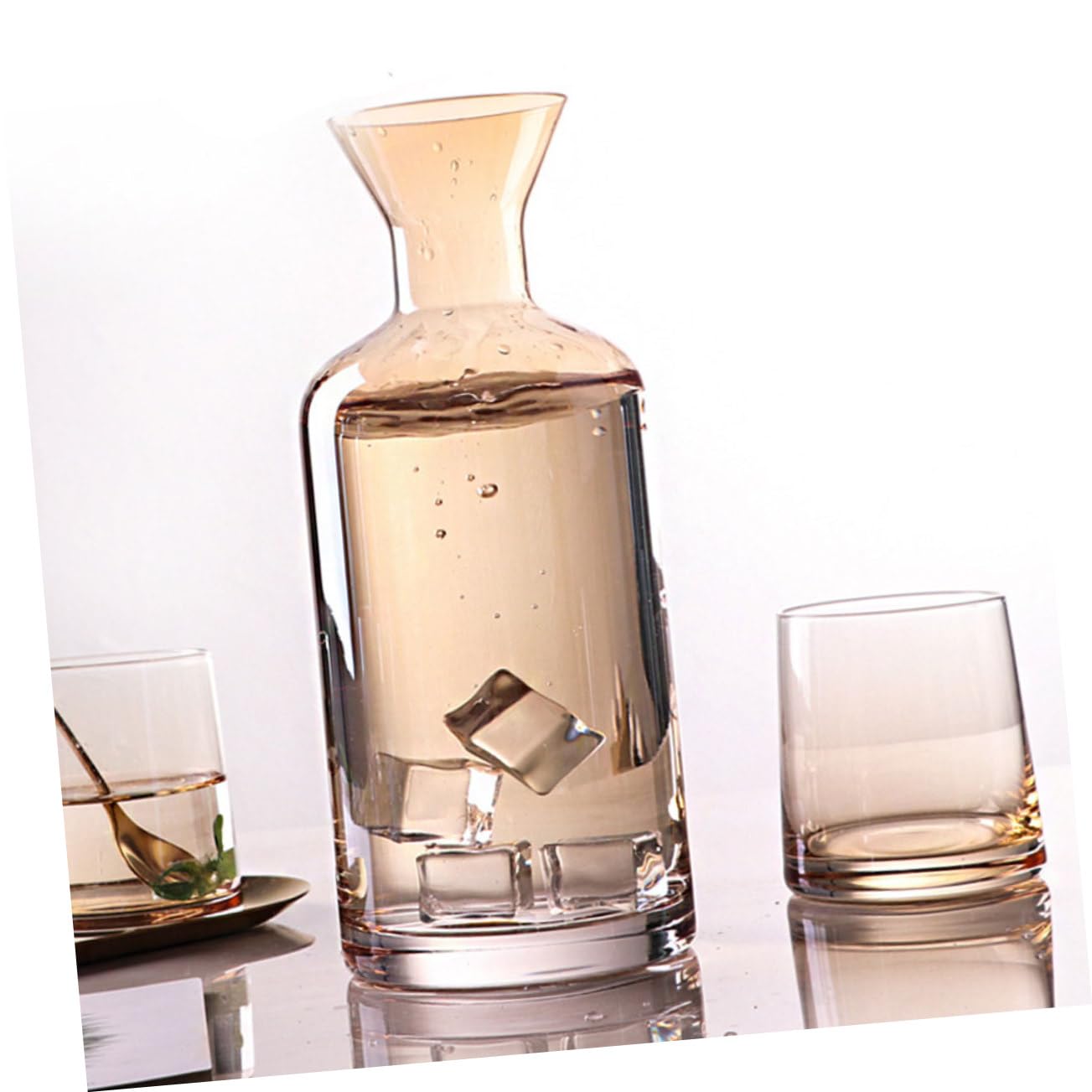 LABRIMP Jarra de Vidrio Resistente al Calor con Tapa de Madera Extraíble Capacidad Grande para Agua Fría Bebidas y Té para Uso Doméstico y Refrigerador Fácil de Llenar y Servir