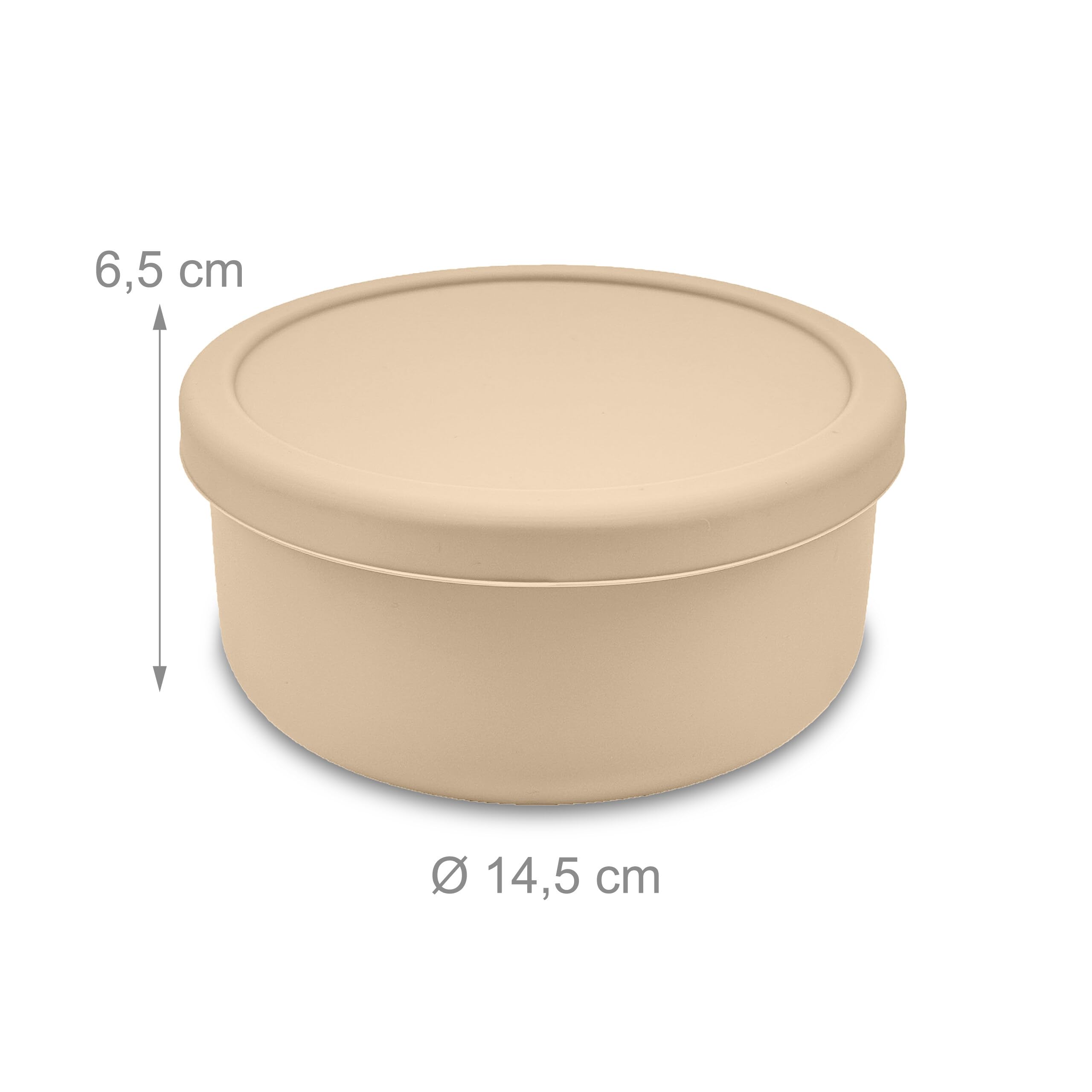 Relaxdays Caja Pizzaballs, Set de 4, Silicona, hasta 350 g Masa, congelable, 6,5×14,5 cm, con Tapa, Beige