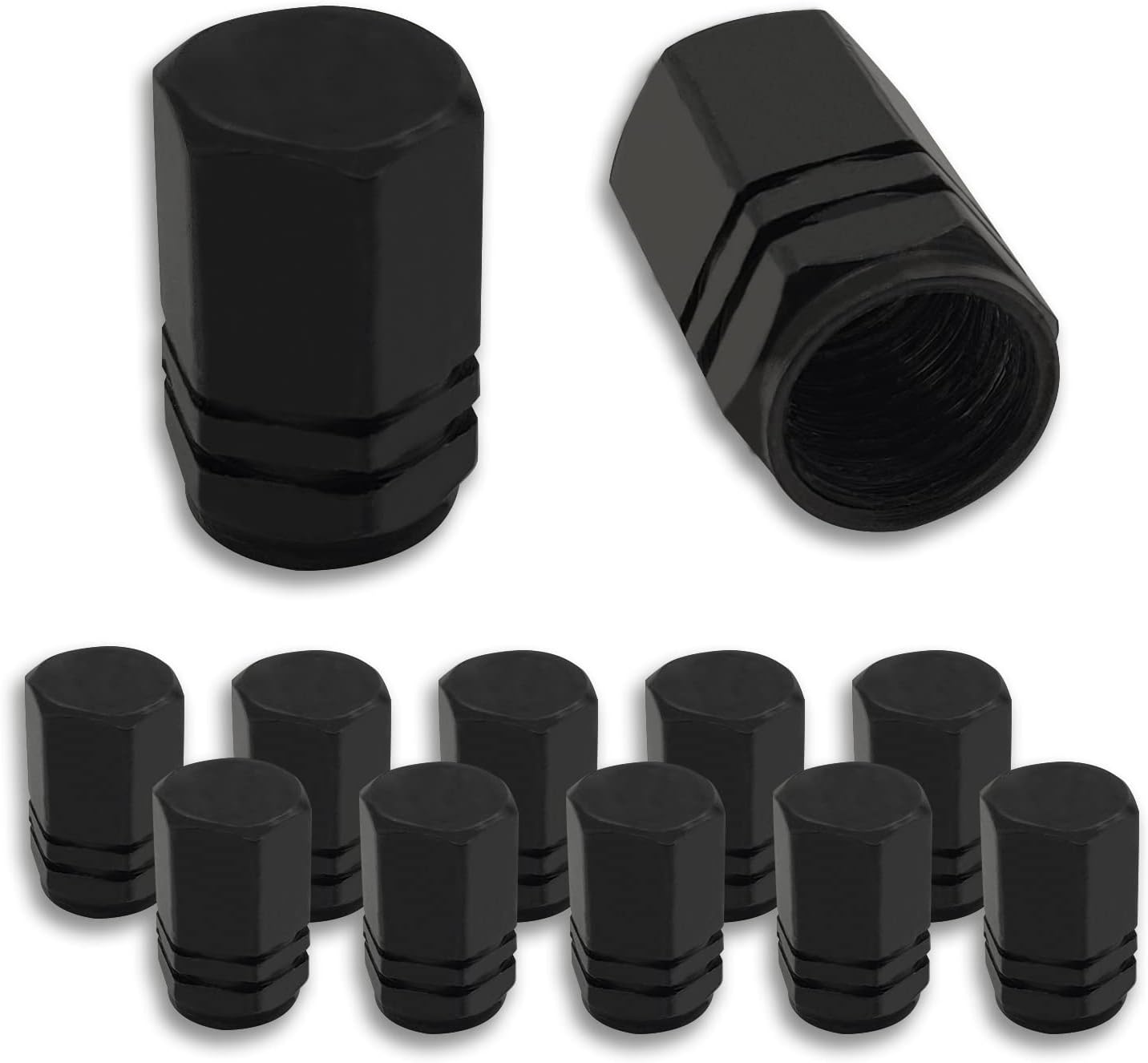 12 Pack Car Tire Caps Stem Covers with O Rubber Seal Dust Proof Cover Universal fit for Cars, SUVs, Bike and Bicycle, Trucks, Motorcycles,Black : Automotive