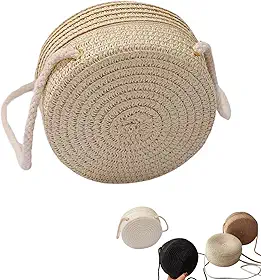 Bolsa de praia feminina de palha sintética com alça casual piscina verão