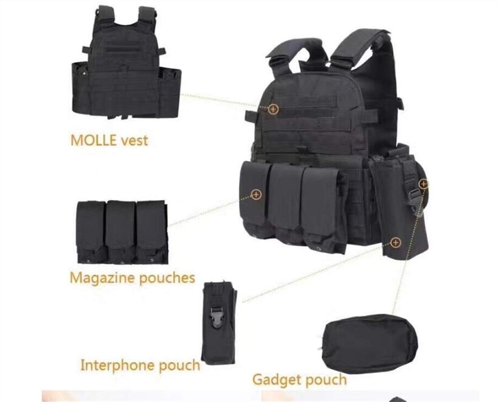 Gilet Tattico Militare Gilet da Caccia Gilet da Uomo for Esterno con Gilet Mimetico con Tasca Tascabile Waistcoat