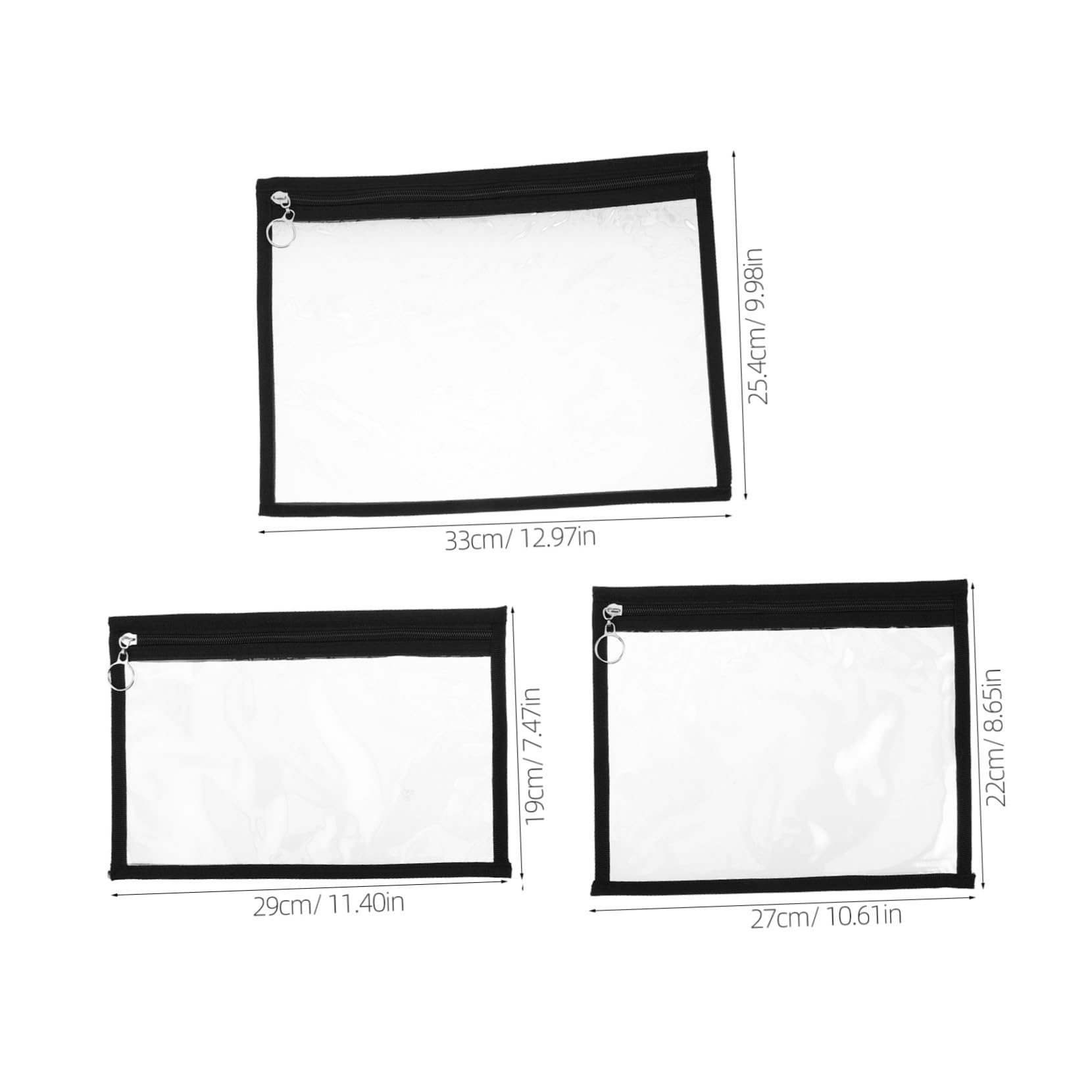 NUOBESTY 12 Pezzi Sacchetti Trasparenti in Pvc Chiusura a Cerniera Impermeabili per Ufficio e Attività All'aperto, Organizer per Documenti e Accessori Zip Sicura