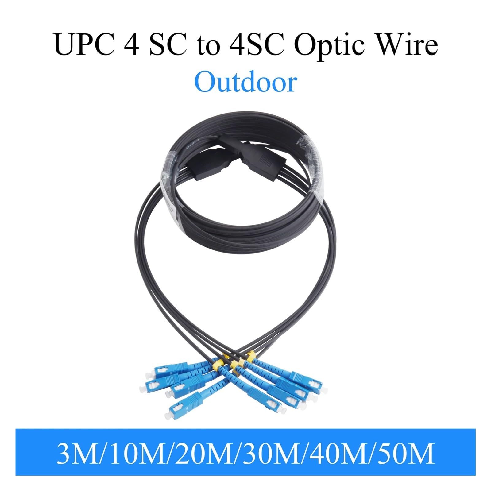 Cordon de raccordement à fibre optique UPC 4 SC à 4 SC SM 4 cœurs extérieur 3-50 M(50m)