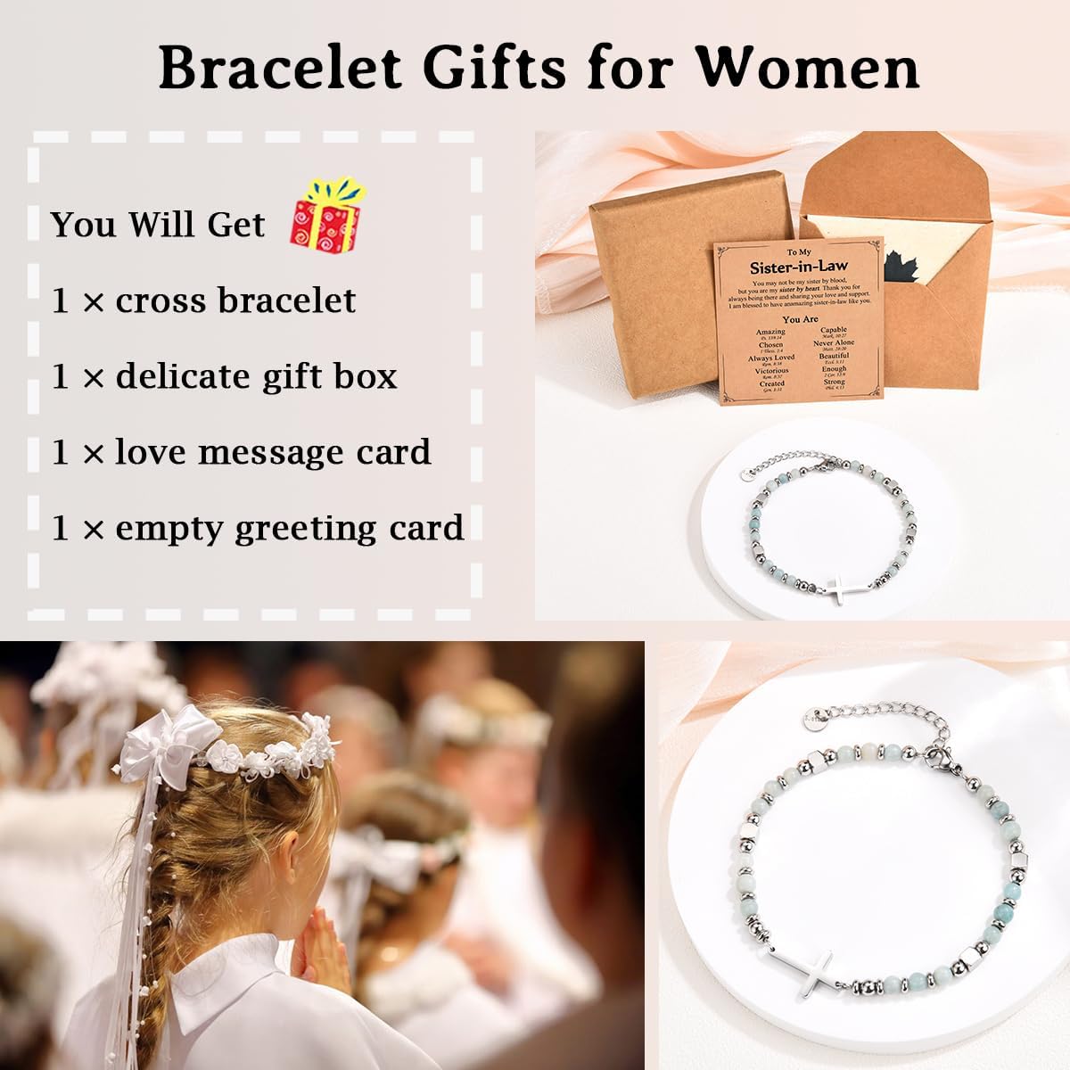 Religious Cross Bracelet for Women Girls, Christian Gifts for Daughter Granddaughter Sister in Christ Friend Niece on Birthday Christmas Easter Valentines Day Graduation - Image 4