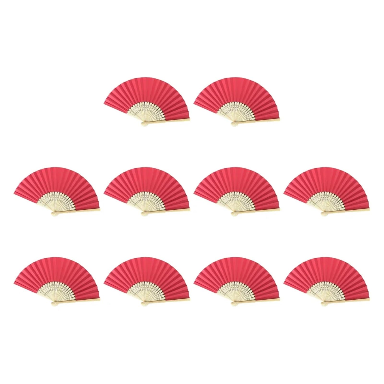 Éventail en papier pliable rouge vif pour invités de mariage et fêtes d été Lot de 10
