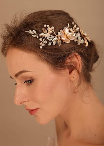 Miniatura 2 de Denifery Diadema de novia con peines, diadema de novia de ópalo, diamantes de imitación, accesorios de aliento para el cabello para mujeres y niñas
