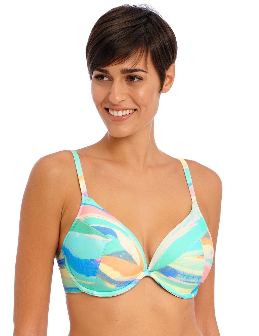 Freya Women's Bikini Top - Underwired Plunge - Blue - 34E