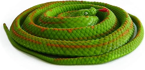 BOHS Serpiente verde de goma elástica, suave, elástica y larga, fácil de camuflar, juguete de broma, modelo de animal falso realista de miedo, 51.2