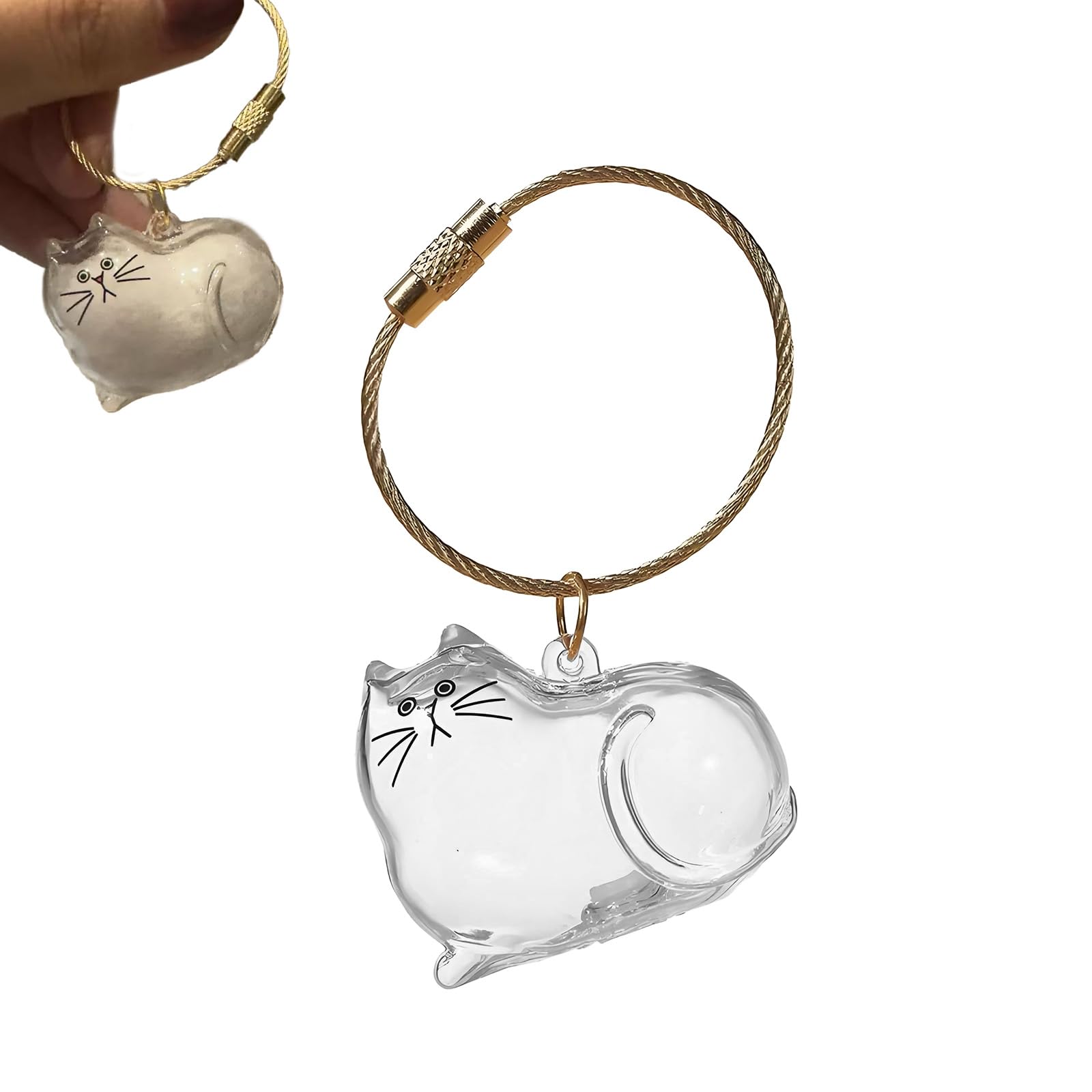 Cat Hair Keychain Cute Pet Fur Keepsake Purse Bag Charms for Handbags Car Key Rings Accessories Gifts for Cat Owners