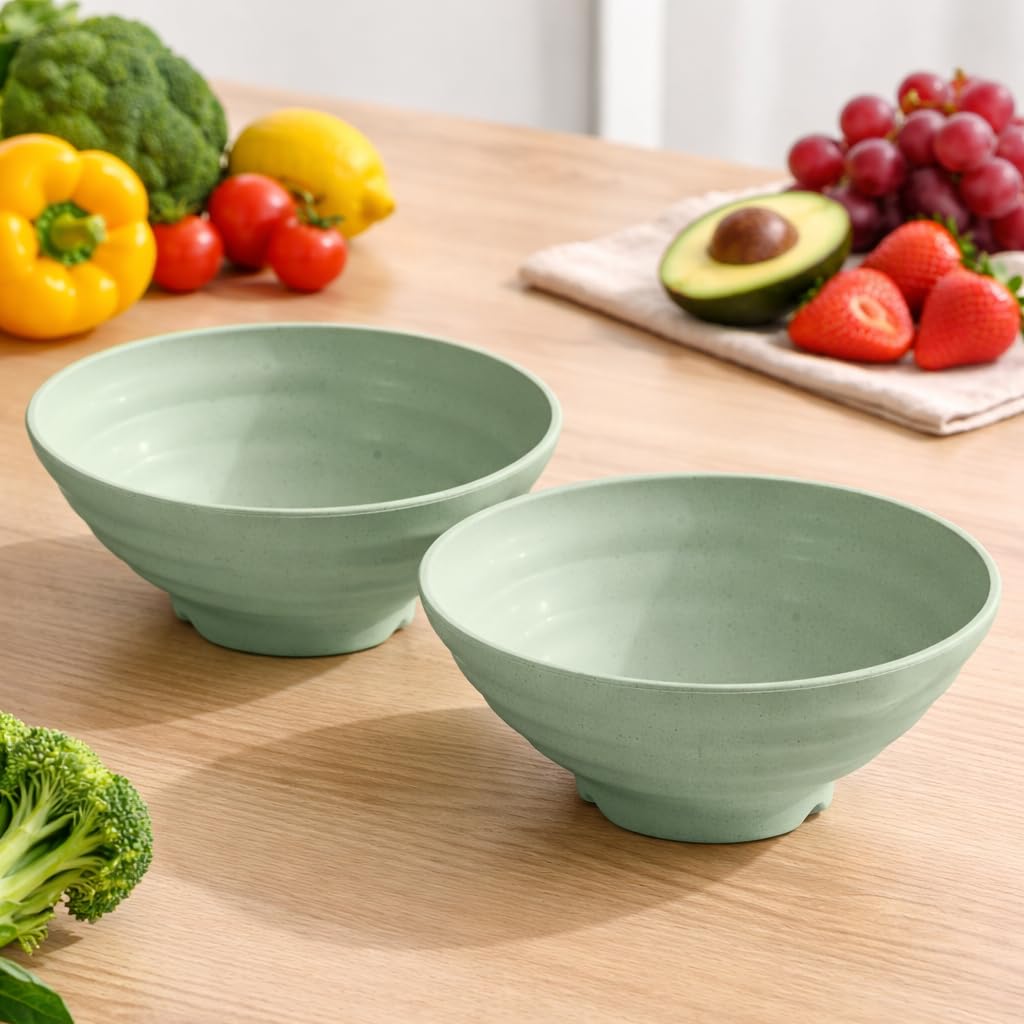 Wheat Straw Salad Bowls Set (900ml) – Large Microwave Safe, Unbreakable & Stackable Bowls for Salad, Soup, Ramen – BPA-Free, Eco-Friendly, Lightweight Serving Bowls for Kitchen (6, Green) — Amazon image 9