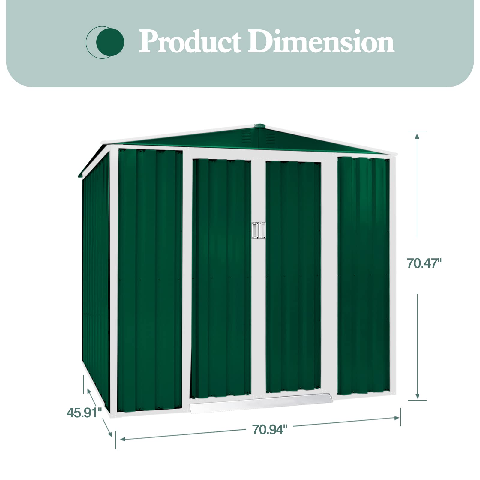Crownland Backyard Garden Storage Shed 4 x 6 Feet Tool House with