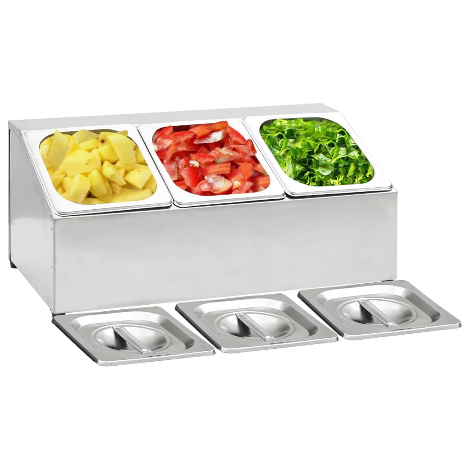 ZEYUAN Supporto Gastronorm con 3 Contenitori GN 1/6 in Acciaio Inox,Strumenti e Utensili Cucina,Armadi da Cucina,Contenitori e Supporti per Utensili da cucina-51220