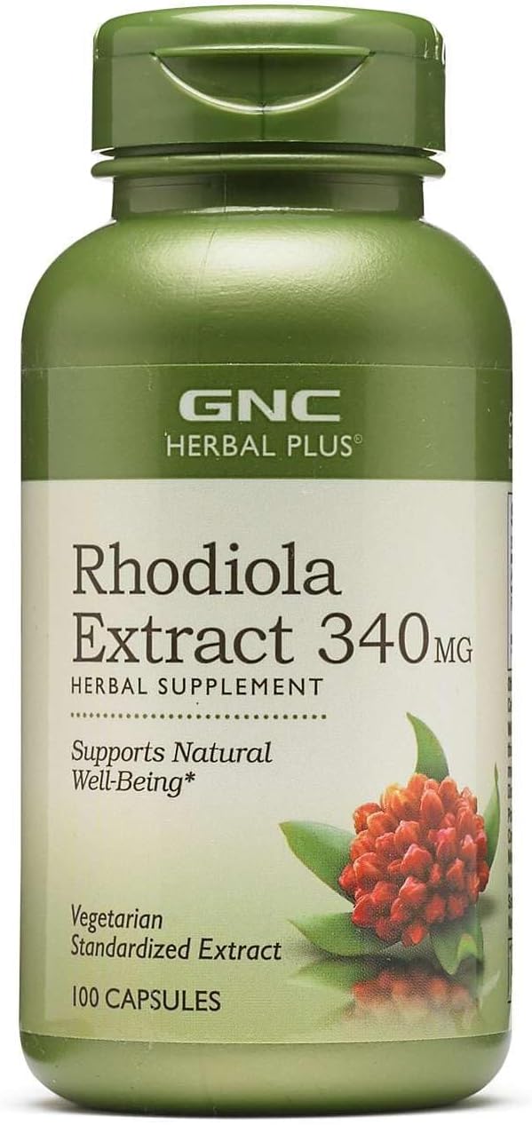 GNC Herbal Plus Rhodiola Extract 340mg, 100 Capsules, Supports Natural Well-Being