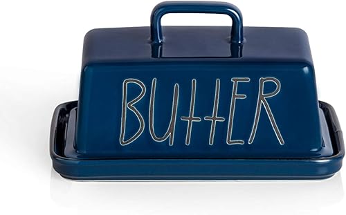 Sweejar Mantequillera de cerámica con tapa con asa, mantequilla grande de porcelana de 7.3 pulgadas con tapa, perfecto para mantequilla de este y