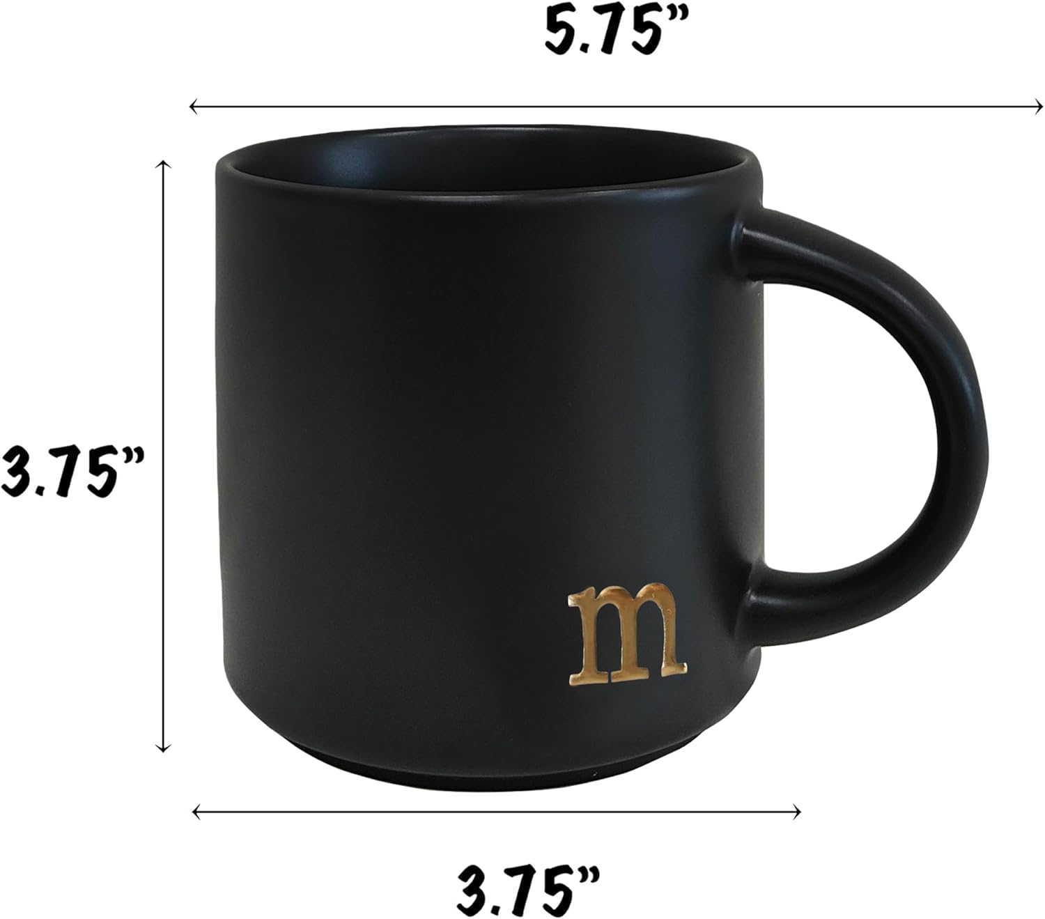 COLLECTIVE HOME - Black Monogram Ceramic Mugs, 15 oz Golden Initial Coffee Cups, Elegant Alphabet Tea Mugs, Personalized Halloween Mug with Gift Box, Perfect for Office and Home Décor (m) - Image 3