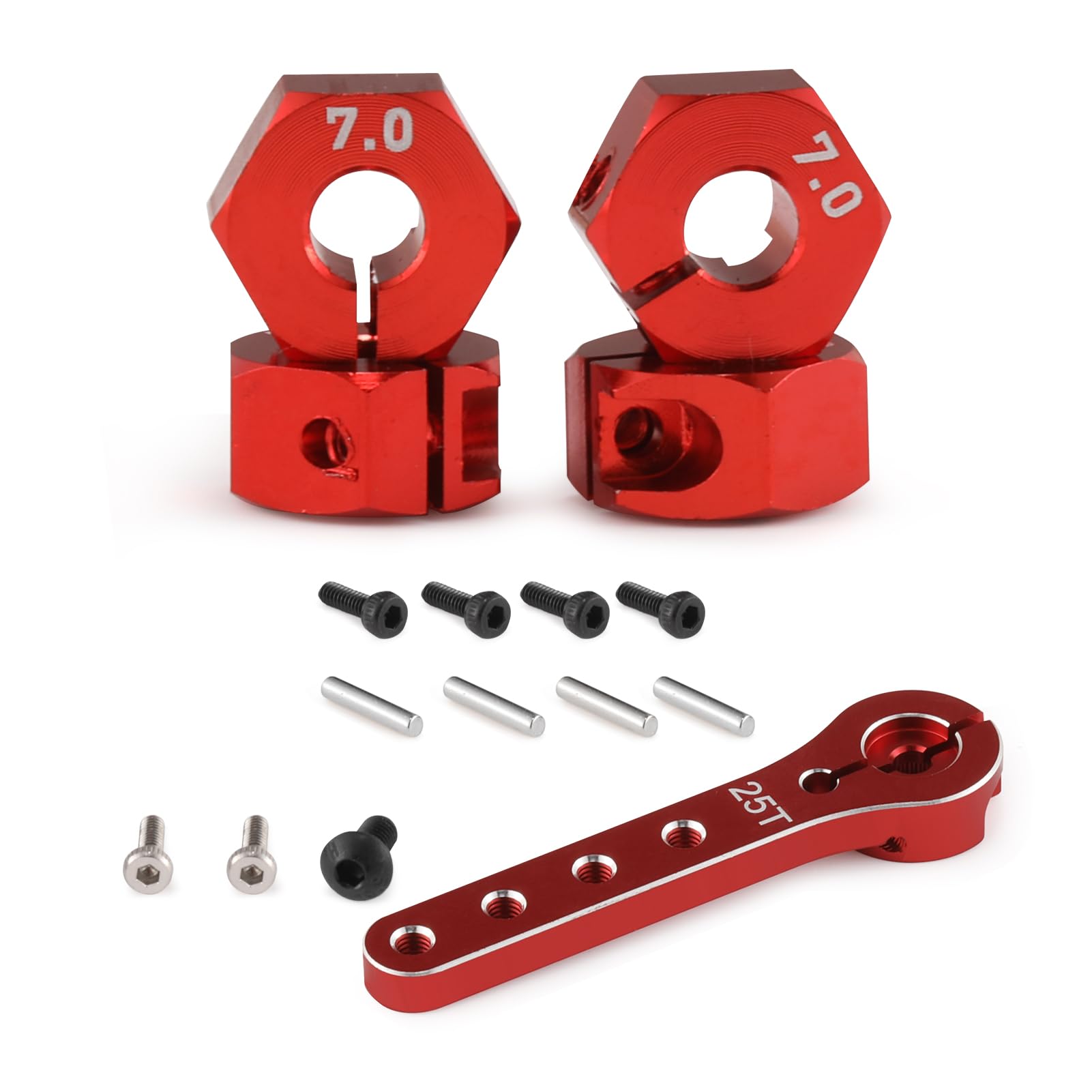 SHALUOMAN 25T Servo Horn 56mm Metal Compatible with 30-100CC Balsa Airplanes RC Plane Helicopter Car,5.0mm Aluminum Wheel Hex Parts for Arrma 1/10 Granite Upgrades Parts (R 0.7MM)