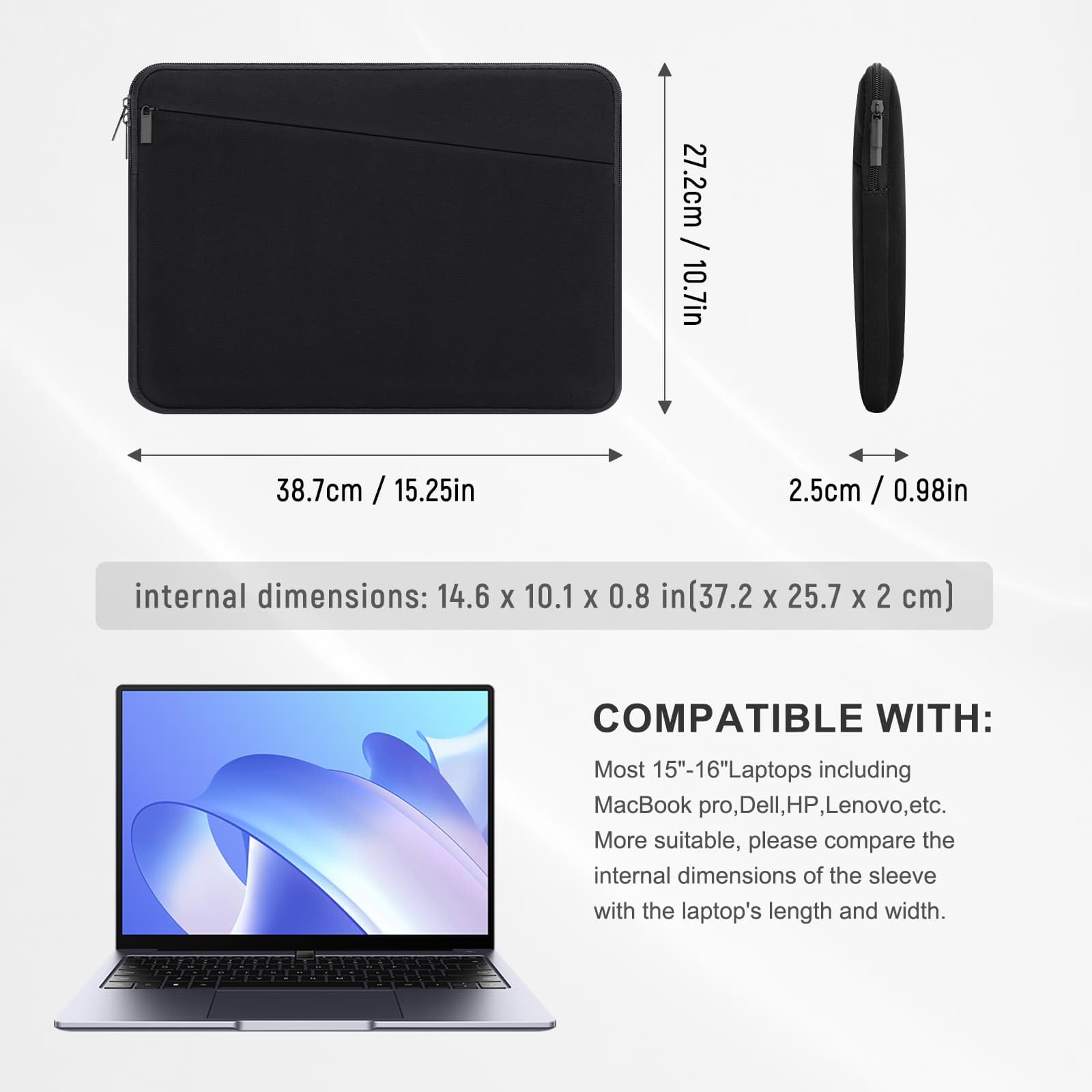 HEDUGO Laptop Case met Rits Accessoire Tas Compatibel met 15.6 Inch HP Dell Acer Asus Lenovo Gevoerde Laptop Case Shockproof Beschermende Sleeve Case voor 15.6 Laptop/Chromebook/Tablet HEDUGO Laptop Case met Rits Accessoire Tas Compatibel met 15.6 Inch HP Dell Acer Asus Lenovo Gevoerde Laptop Case Shockproof Beschermende Sleeve Case voor 15.6 Laptop/Chromebook/Tablet