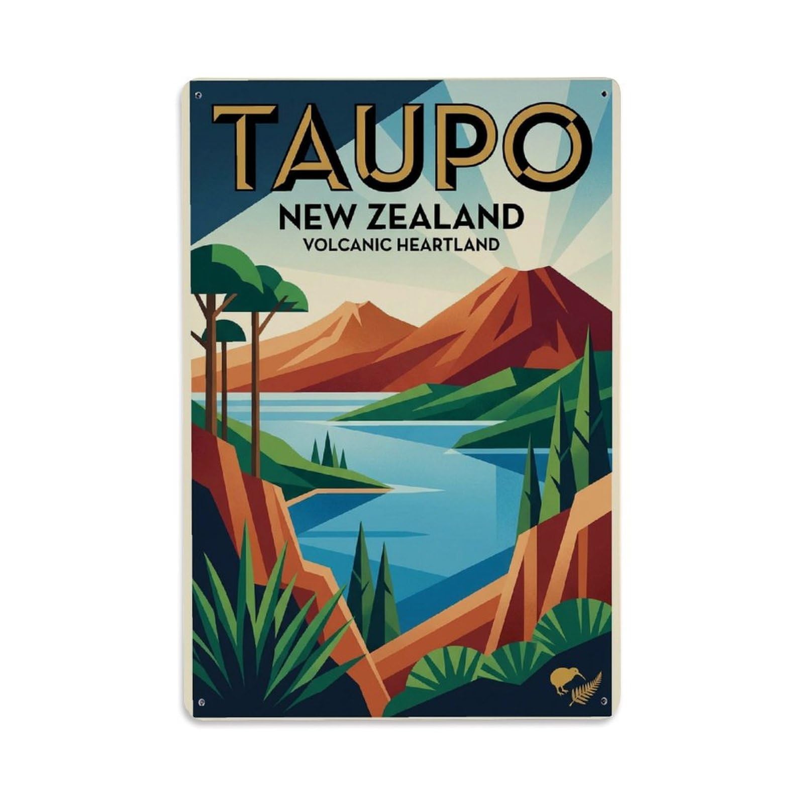 Metal Tin Sign Retro New Zealand Taupo Travel