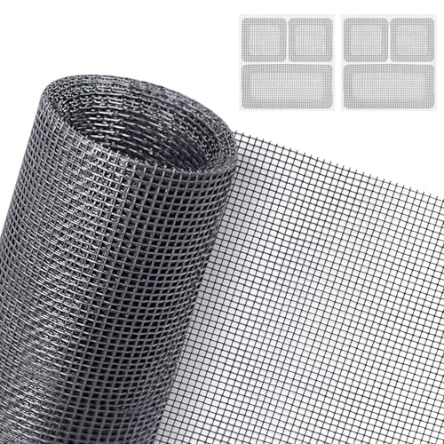 AXFEE Tela Mosquitera por Metros, 150x180CM Mosquiteras para Ventanas, Mosquitera Cortada a Medida DIY con 2 Autoadhesiva Parche Mosquiter, Mosquitera Universal, para Ventanas y Puertas(Gris)