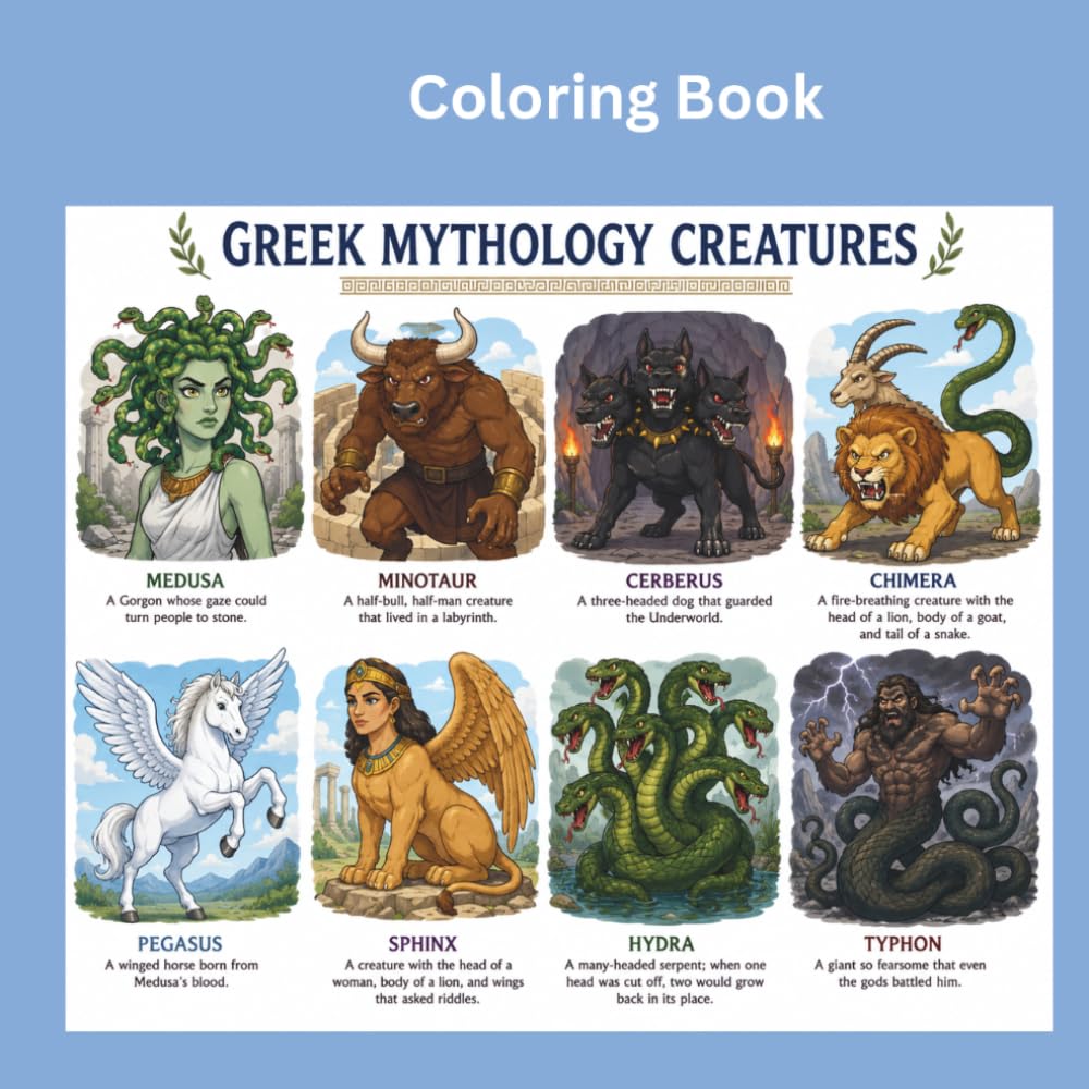 Greek Mythology Animals Coloring Book: Legendary Creatures of Ancient Greece