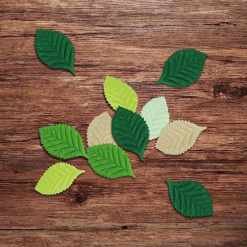 Cyrank 200 Stück künstliche Blätter, gemischte Blätter, grüne Bastelblätter, Blumenblätter, künstliche Rosenblätter, gemischte künstliche Blätter für Heimwerkerarbeiten
