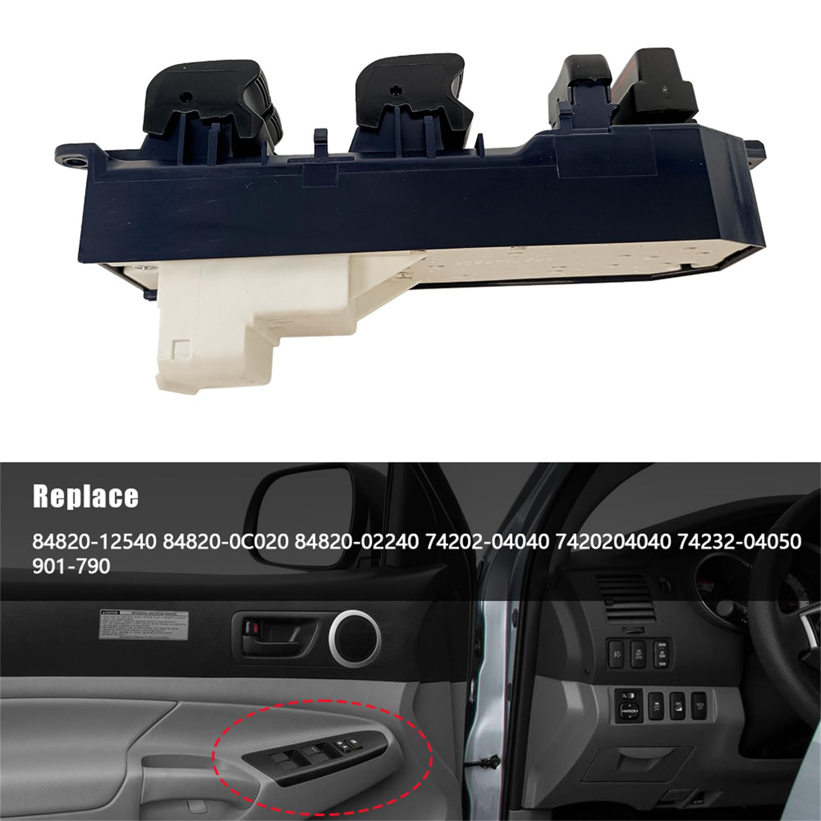 Driver Side Master Power Window Switch & Bezel For 2012-2015 Toyota Tacoma - Full Assembly, Replaces 8482012540