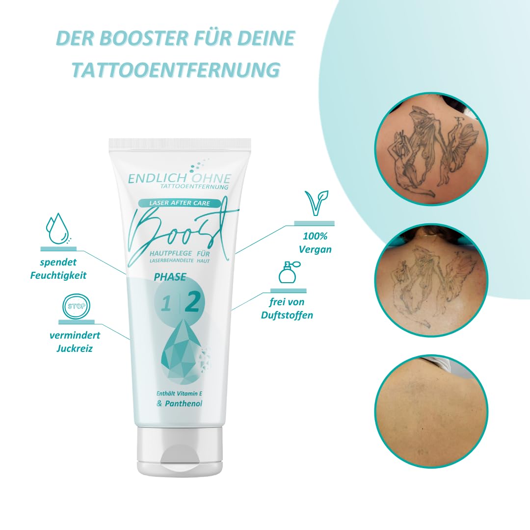 ENDLICH OHNE Tattooentfernung - Care for Laser-Treated Skin - Phase 2 / Boost - Laser Aftercare - 75 ml, turquoise, 75 ml (Pack of 1) - Image 2