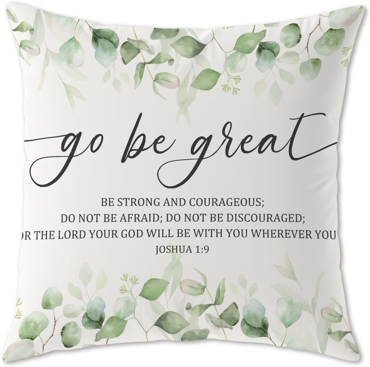 Sage Green Christian Bible Throw Pillows Covers For Bed 18×18, Go Be Great Christian Home Decor Joshua 1:9 Bible Verses Religious Decorative Throw Pillow Covers for Couch Bedroom Living Room
