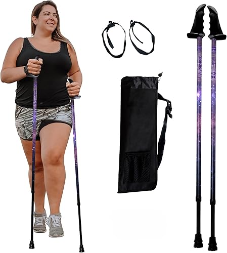 Miniatura 10 de York Nordic Bastones de senderismo motivadores grandes y altos para equilibrio y rehabilitación, 2 piezas, fuertes bloqueos de botón, patas de goma