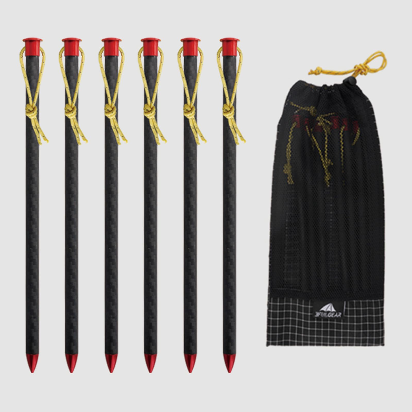 Lot de 10 piquets de tente de camping, 1,5 cm, anti-rouille, piquets d'auvent en carbone ultralégers, ancrages légers utilisés sur les rochers, clous de camping idéaux pour le camping, trampolines