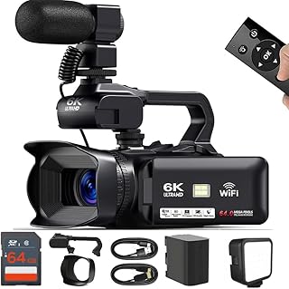 Acuvar 4K 64MP Video Camera Camcorder Vlogging Camera for YouTube 60FPS 18X Zoom Video Camera, WiFi, Webcam, External Shotgun Mic, 64GB SD Card, 36 Beads LED Light with 3 Brightness Modes