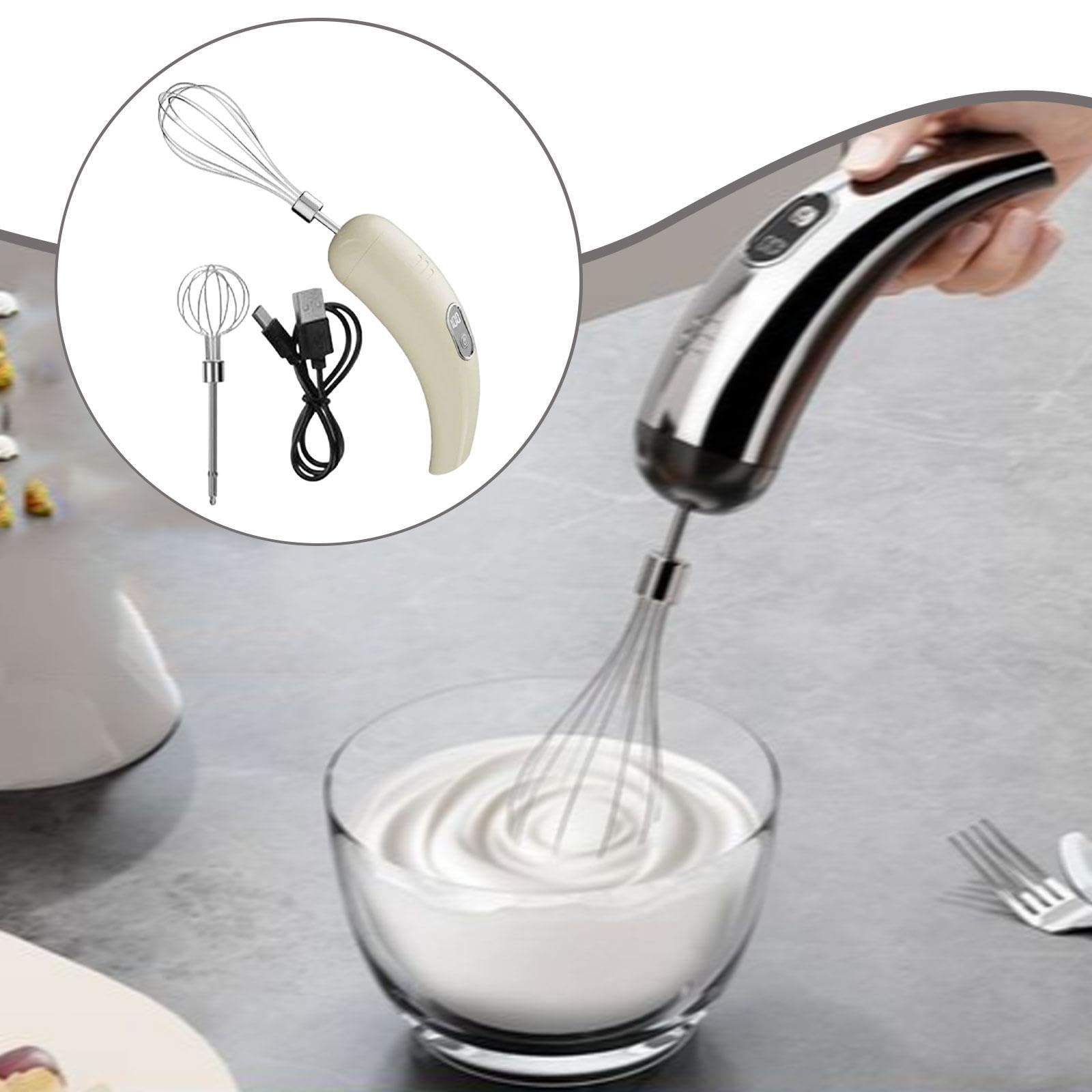 Generic Batteur à Main Sans Fil, Mousseur à Lait électrique, Batteur électrique Polyvalent, Mousseur à Lait pour Café, Idéal pour Les Boulangeries et Les, Beige