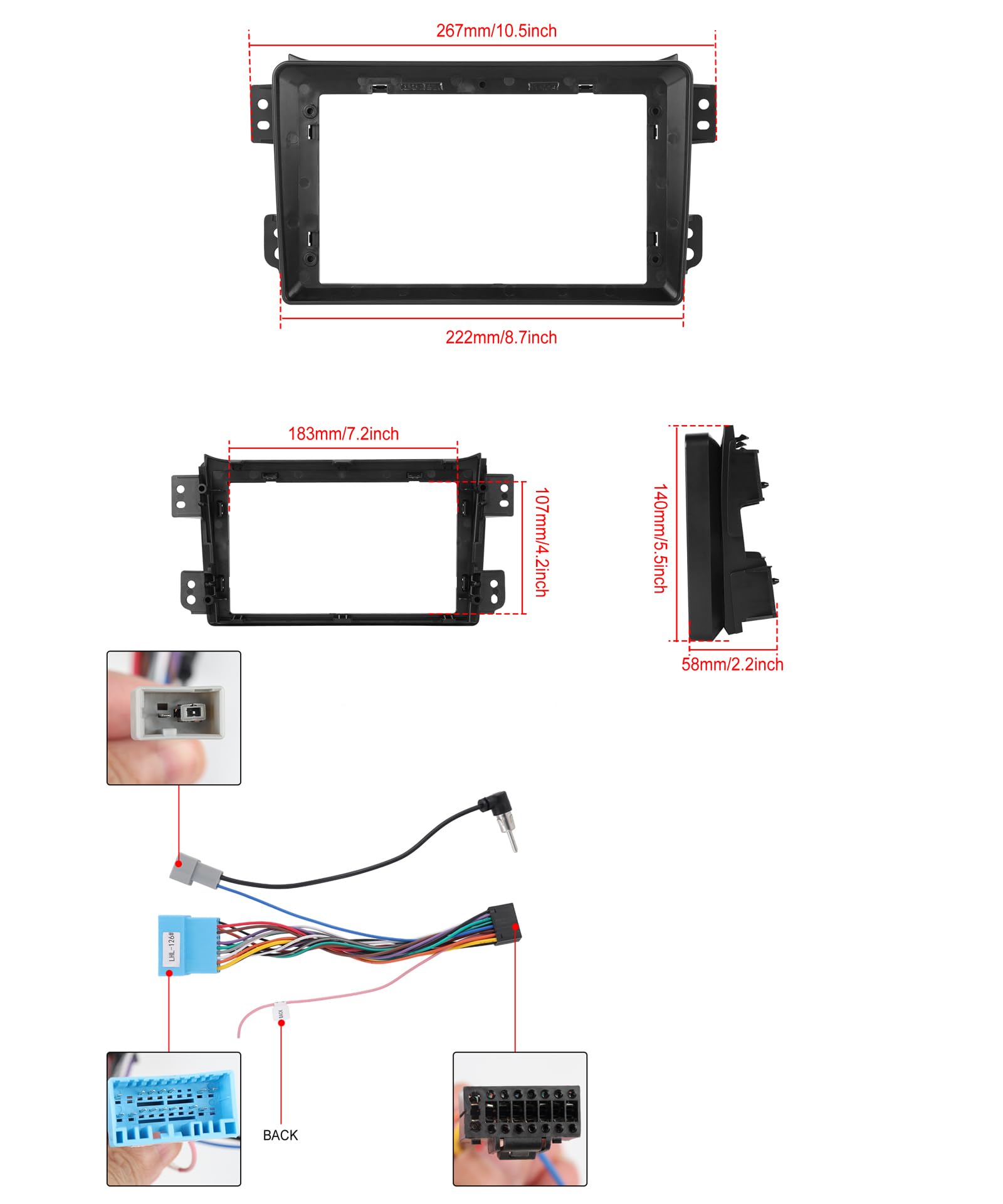 Hodozzy Autoradio per Suzuki Splash/Opel Agila B 2008-2014 con Wireless Carplay Android Auto, Touchscreen da 9 pollici con Bluetooth/RDS FM/Youbube/V-Link/GPS/USB/SWC+Telecamera Posteriore