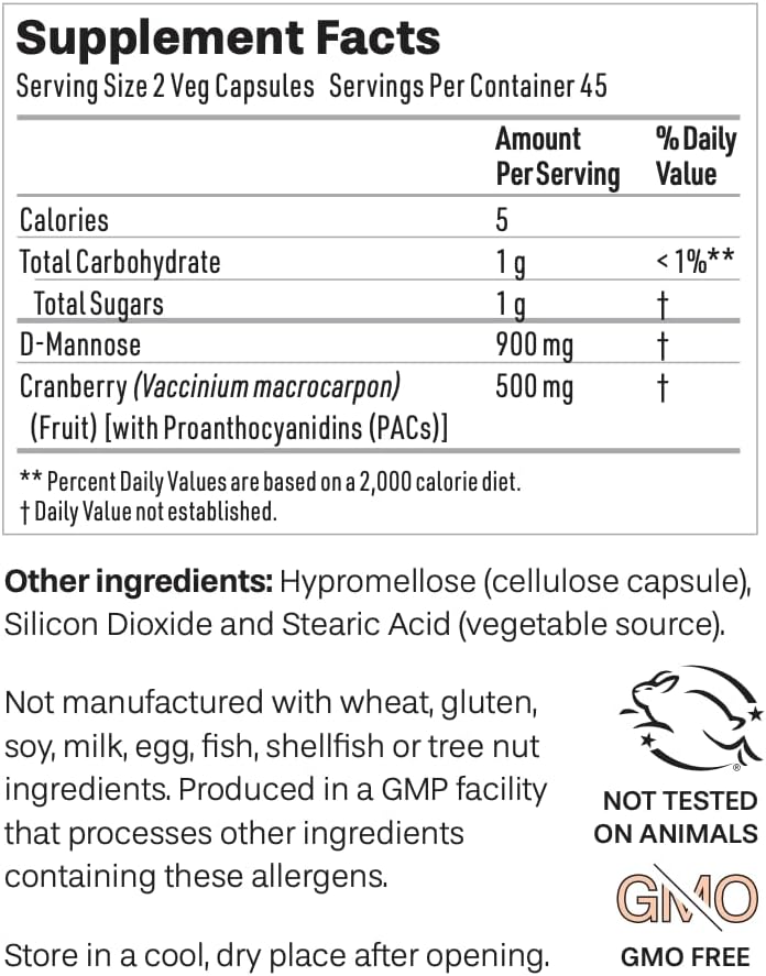 Miniatura 3 de NeuEve Suplementos urinarios de arándano y D manosa para defensa de la salud urinaria, ingredientes totalmente naturales  90 cápsulas veganas
