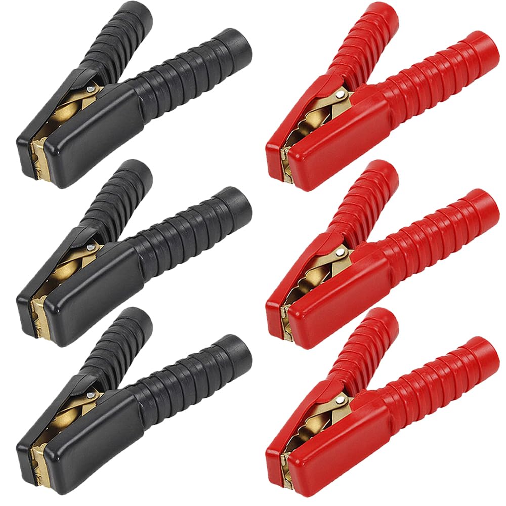 Ranrivers Red/Black 100A Jump Lead Clamps Heavy Duty Pure Copper Crocodile Clamps Alligator Clips Car Booster Cable Clips Battery Clamps For Car Auto (6)