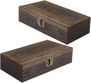 iplusmile 2pcs Vintage Wooden Car Storage Box Retro Flip Lid Sundries Organizer Solid Wood Jewelry Box for Car Interior Convenient Accessory for Sundries and Jewelry Storage