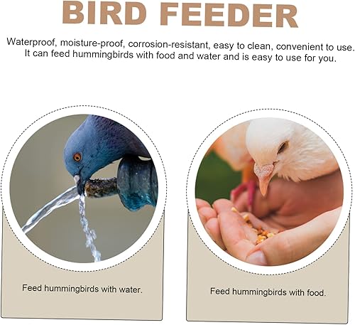 Miniatura 5 de GANAZONO 1 comedero de colibríes, ganchos de metal antiguos de vidrio para pájaros para exteriores, comedero de pájaros de vidrio soplado a mano,