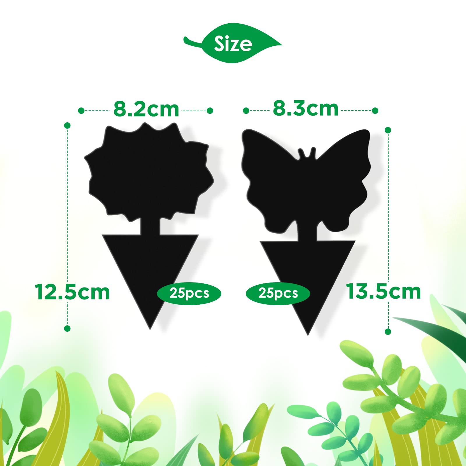 50 Pack Sticky Traps Fruit Fly Fungus Gnat Trap Killer, Joogee Black Dual Sided Gnat Trap, Disposable Insect Catcher Sticky Board,Non-Toxic and Odorless,for Mosquitoes, Houseplant, Garden - 4