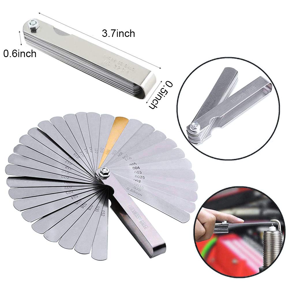 Vankcp Guitar Luthier Tools, 32 Blades Feeler Gauge, 9 Understring Radius Gauge, 4Pcs Notched