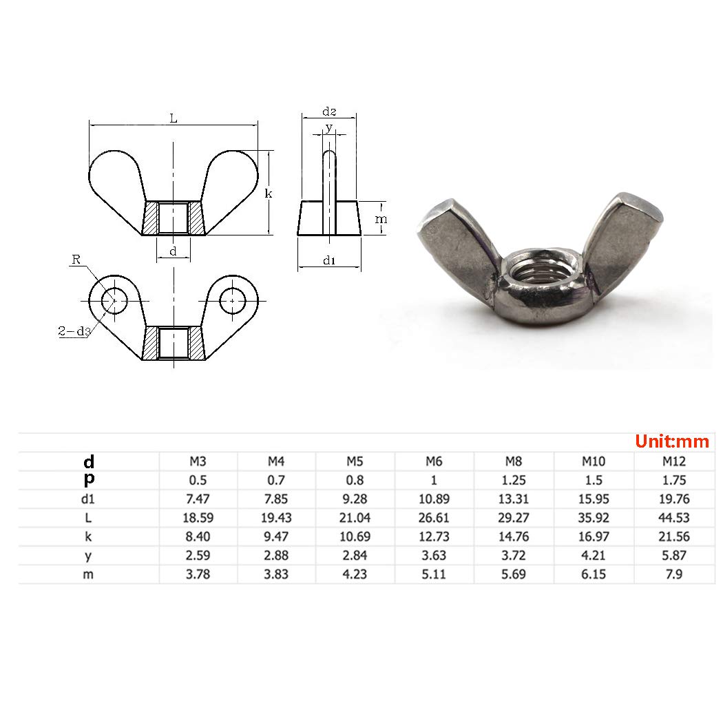 Dadi ad alette M4 in acciaio inox 304 con filettatura a mano (confezione da 50)