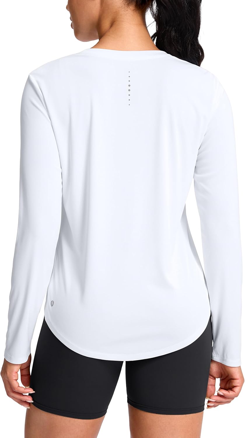 SANTINY Lightweight Long Sleeve Workout Tops for Women Breathable Yoga Gym Athletic Running Hiking Top UPF 50+ Sun Shirts