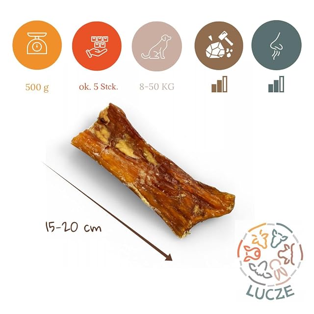 Foto 2 de 4 de Lucze, Tendones de bovino, 500 g, carne seca para perros, como cuero cabelludo de vacuno, secado, masticador