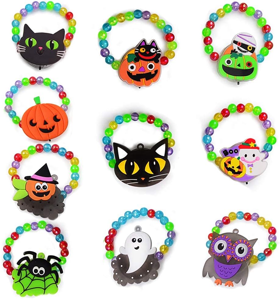Halloween Treats 20Pcs LED Bracelets Flashing Glow in The Dark Toys Party Favors for Kid Toys Trick Or Treat Light up Toys Non Candy Gift Bag Fillers
